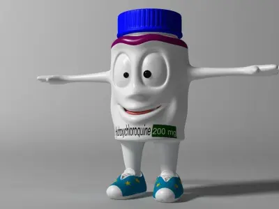 Cartoon Covid Killer RIGGED and Animated Low-poly 3D model