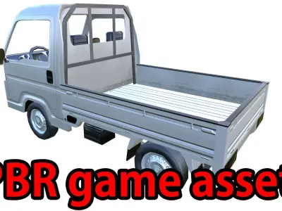 PBR Minitruck Lowpoly suzuki nissan pickup truck 3D model
