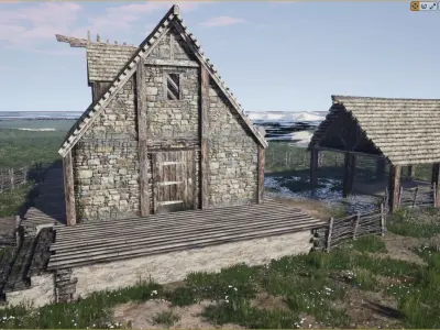Medieval Farm Workshop House Low-poly 3D model