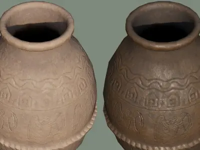 Dusty Old Ancient Ceramic Vase clay Low-poly 3D model