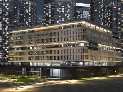 Modern Office Building Night Glow 