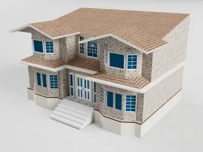 3D Building house Low-poly 3D model