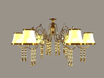 Lustra 1 gold chandelier with five lamps 3D model