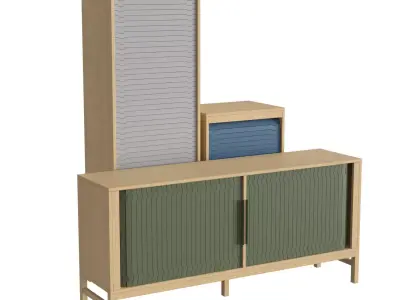 Jalousi Collection sideboard with doors and drawers 3D model