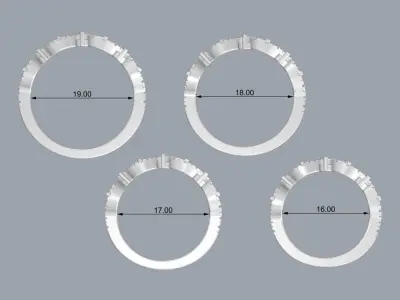 Gold diamond band 3d printable model silver wedding ring 3dm stl 3D print model