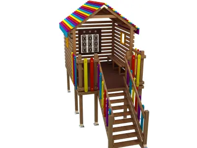 Wooden Colorful PlayHouse Playground Play House Low-poly 3D model