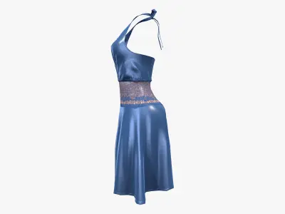 Chiffon Lace Dress Low-poly 3D model