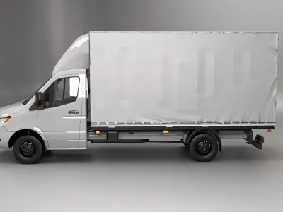 Modern Curtain Tautliner Van 3D model