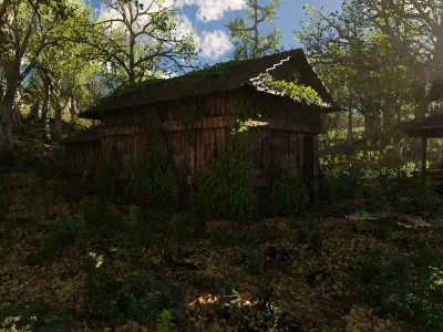 Abandoned Cabins Scene 3D model