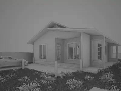 Small House Interior And Exterior Low-poly 3D model