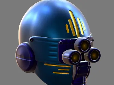 Gas mask helmet 3d model scifi Low-poly  Low-poly 3D model 377