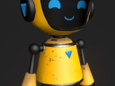 Chip the bot assistant Low-poly 3D model