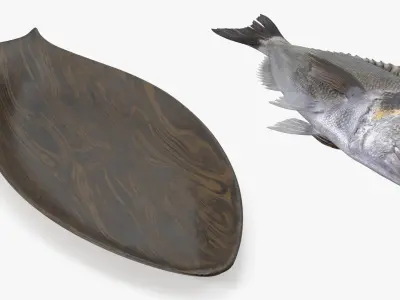  Gilthead Dorado On Wooden Plate 