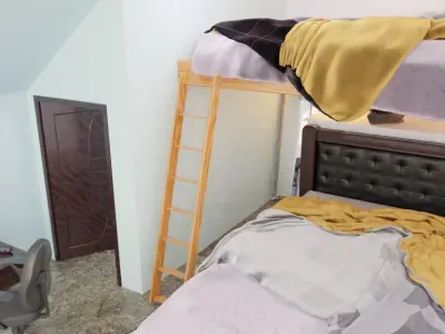 full bedroom scene  packed with alot of models  3D model