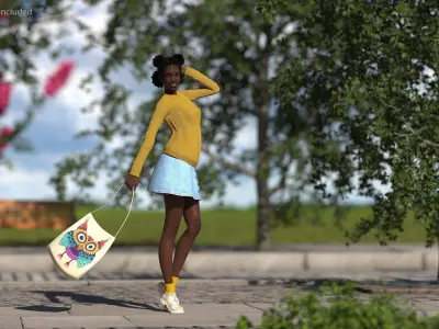 Street Style Black Teenage Girl Rigged for Maya 3D model