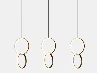 Black and White Simple Bedside Circle Pendant 3D model