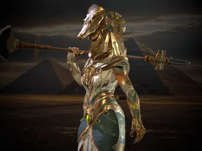 Amat Egyptian goddess Low-poly 3D model