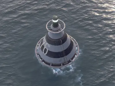 Buoy River RB-4-01 Safe Water Mark Low-poly 3D model