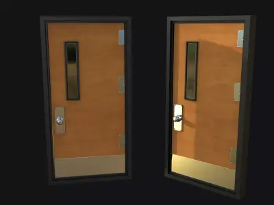 Classroom Door PBR Game Ready Low-poly 3D model