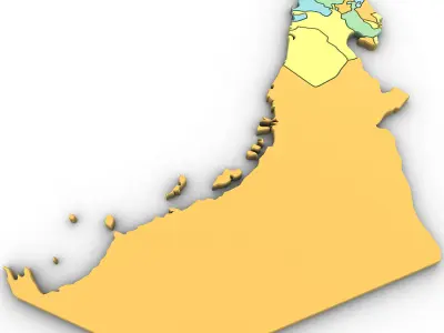 3D Political Map of United Arab Emirates UAE 3D model