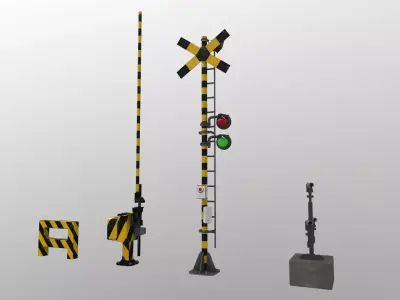 Train Railway Signal Kit Low-poly 3D model