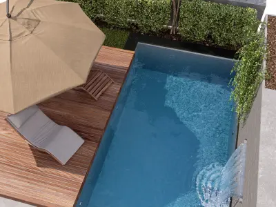 Backyard with Pool  plants  Furniture 3D model
