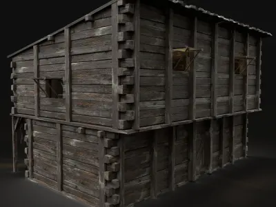 MEDIEVAL INN FANTASY TAVERN WOODEN PUB RESTAURANT BAR HOUSE HUT Low-poly 3D model