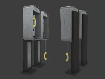 Phonebooth two pay phones Low-poly 3D model