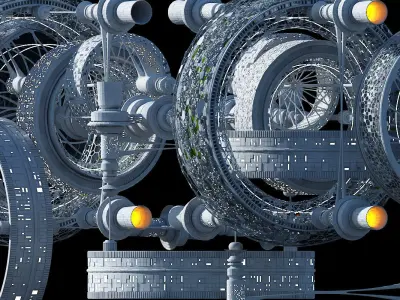 Futuristic Space Colony 3D model