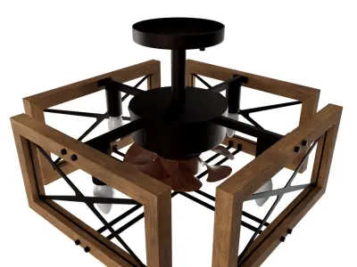 wooden Lighting fan  3D model