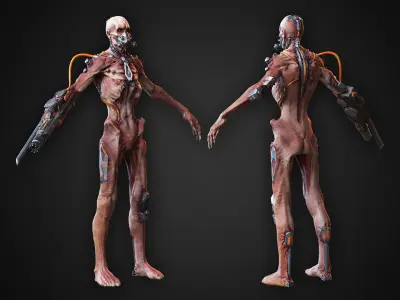 Cyber Zombie Gun Arm Low-poly 3D model