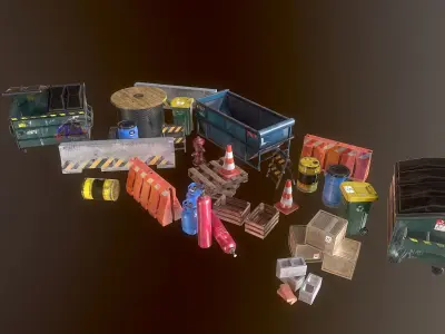 Industry Props Pack PBR Low-poly 3D model