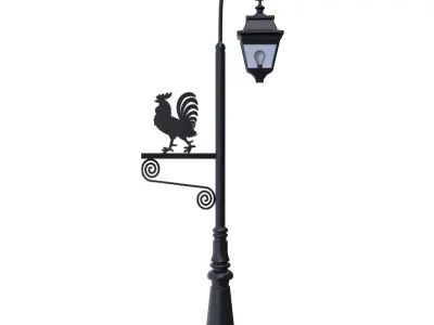 Black Low Poly Vintage Street Lamp Post PBR Game Ready  Low-poly 3D model