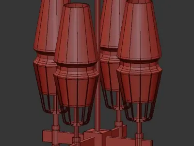 CHAILLOT 4 four light chandelier in brass with clear glass sh... 3D model