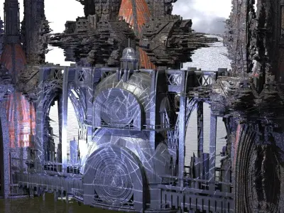 Knights Templar Sci Fi Tower Bridges 3 3D model