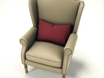 wingback chair fhouse 010 Low-poly 3D model