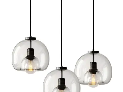 Hand-Blown Glass Dome Hanging Lamp 3D model