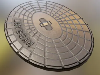 Sewer Cover 2 Hydranten Low-Poly Low-poly 3D model