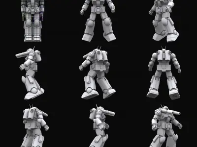 Gundam mobile suit Earth federation collection 3D model