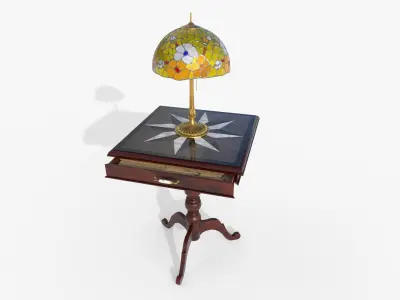 Ornate Star Table with Lamp STELLARIS 3D model