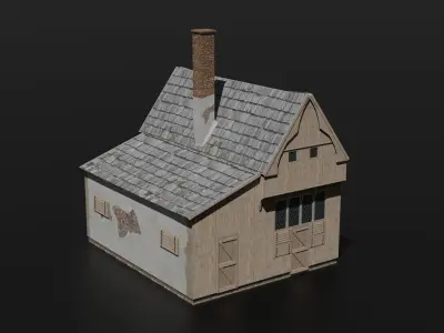 Middle Ages Old House  Low-poly 3D model