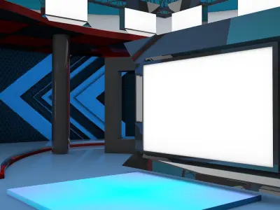 Virtual Set television studio with lights 3D model