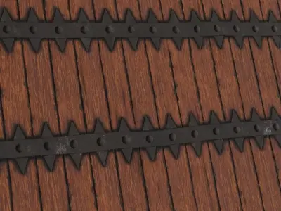 Rustic Wood Planks with Spiked Metal Straps PBR Seamless Texture