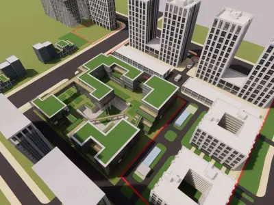 Modern City Block -A14 3D model