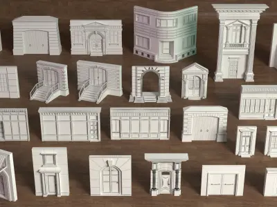 Building Facade Collection 2 - 25 pieces 3D model