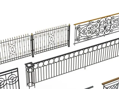 Hand rail fence 3d model wroguht 3D model