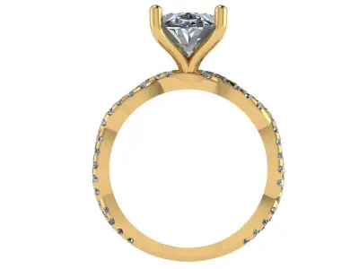 Oval shape Twisted Ring with pave setting on shank 3D print model