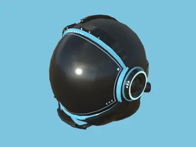 Astronaut Helmet 07 - Full Black - Character Design Fashion Low-poly 3D model