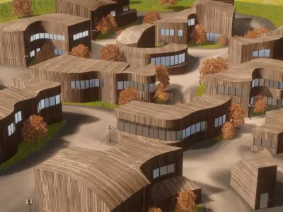 Modern Wooden Community Design 3D model