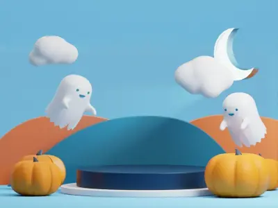 Halloween Podium Includes Lighting Setup 3D model